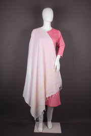 Handwoven Cotton Stole with Intricate Katha Embroidery