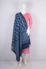 Handwoven Cotton Dabu Printed Dupatta