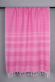 Magenta Pink Stole with Off White Striped