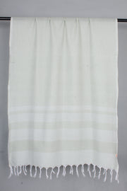 Handwoven Cotton Rhino Gray Stole with White Striped