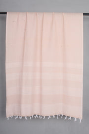 Handwoven Cotton Pink Stole with White Striped