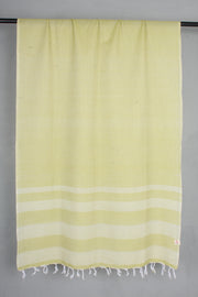 Handwoven Cotton Moss Green Stole with White Striped