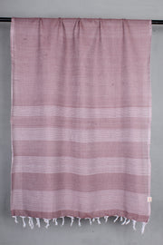 Handwoven Cotton Brown Stole with White Striped