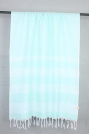 Sea Green and White Striped Stole