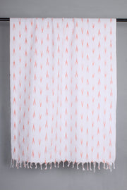 Handwoven Cotton White Ikat Stole
