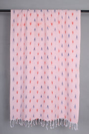 Handwoven Cotton Baby Pink Ikat Stole