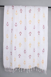 Handwoven Cotton White Ikat Stole