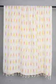 Handwoven Cotton Off White Ikat Stole