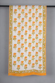 Handwoven Cotton Stole with Sanganeri Print