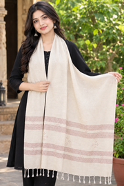 Handwoven Off-White Tangaliya Weave Cotton Dupatta with Traditional Dot Motifs