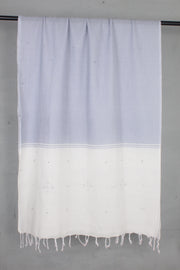 Handwoven Pastel Blue & White Tangaliya Weave Cotton Dupatta with Traditional Dot Motifs