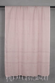 Handwoven Light Pink Tangaliya Weave Cotton Dupatta with Traditional Dot Motifs