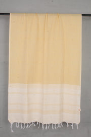 Handwoven Yellow & Cream Tangaliya Weave Cotton Dupatta with Traditional Dot Motifs