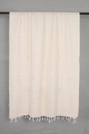 Handwoven Off-White Tangaliya Weave Cotton Dupatta with Traditional Dot Motifs