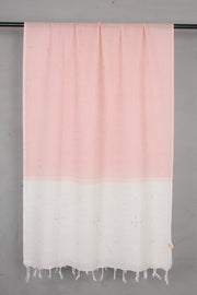Handwoven Pink & Off-White Tangaliya Weave Cotton Dupatta with Traditional Dot Motifs