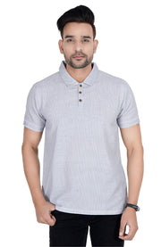 Black & White Twill Weave Polo T-Shirt