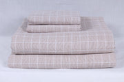 Mocha Brown and White Check Double Bedsheet