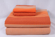 Cantaloupe, Fire and Bright Orange Striped Double Bedsheet