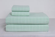 Sea Green and White Striped Double Bedsheet
