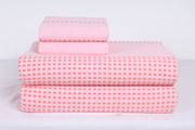 Orange and Red Beaded Striped Double Bedsheet