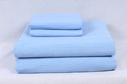 Comic Blue and White Striped Double Bedsheet