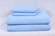 Comic Blue and White Striped Double Bedsheet
