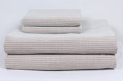 Ice Grey and Almond Brown Striped Single Bedsheet