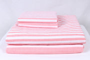 Pastel Red and White Striped Double Bedsheet