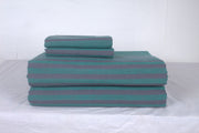 Emerald Green and Mauve Purple Striped Double Bedsheet