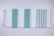 Teal Blue and White Striped Single Bedsheet