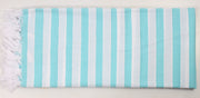 Cyan and White Striped Single Bedsheet