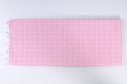 Pink and White Check Single Bedsheet