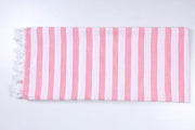Punch Pink and White Striped Single Bedsheet