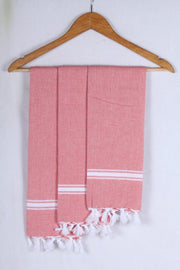Pastel Red Napkin with White Stripes