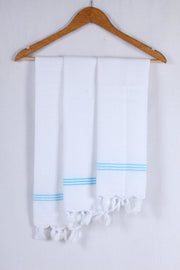 White Napkin with Sky Blue Stripes