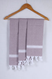 Aubergine Purple Napkin with White Stripes