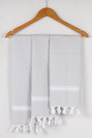 Cloud Grey Napkin with White Stripes