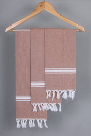 Brown Napkin with White Stripes