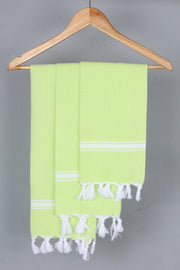 Yellowish Green with White Stripes