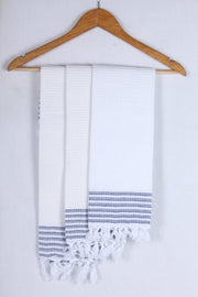 White Napkin with Navy Blue Stripes