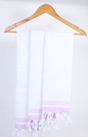 White Napkin with Purple Stripes