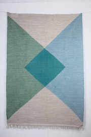 White Dari with Green and Blue Stripes