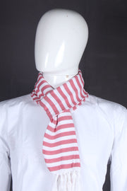 Cherry Red and White Striped Muffler