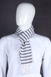 Lead Grey and White Striped Muffler