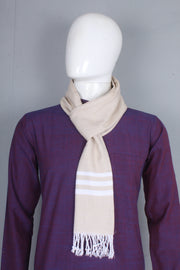Cream Muffler with White Stripes