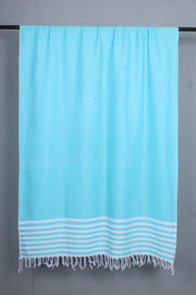 Sky Blue Shawl with White Strpes