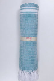 Blue Ultra Soft Bath Towel with White Stripes