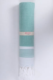 Green Ultra Light Travel Towel with White Stripes
