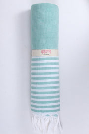 Green Ultra Light Travel Towel with White Stripes