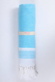 Blue Ultra Light Travel Towel with White Stripes